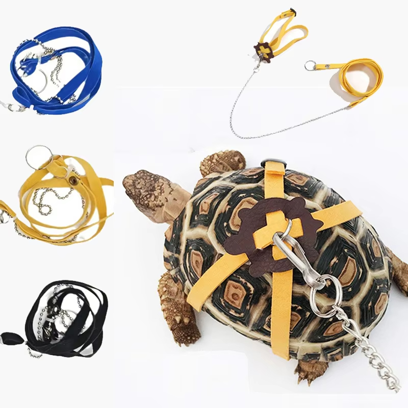 Water Dish Reptile - สายรัดควบคุมการเคลื่อนไหวของเต่า สายจูงฝึกหัด สายจูงสำหรับเดินกลางแจ้ง สายรัดสัตว์เลื้อยคลาน อุปกรณ์สำหรับสัตว์เลี้ยง หนัง